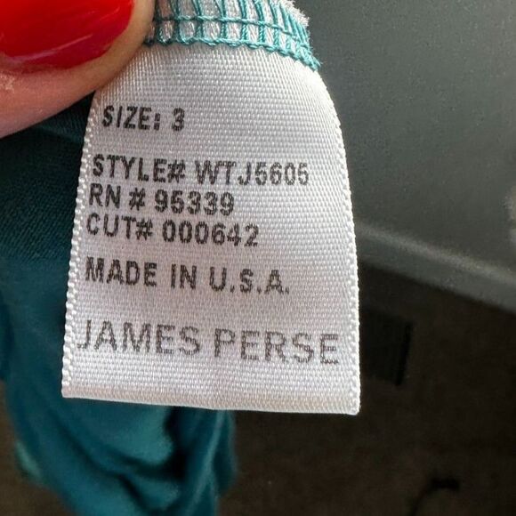 JAMES PERSE Women's Teal Color Block FoldOver Waist Mid Rise Midi Skirt Size 3/L - Picture 6 of 7